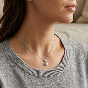 D'Joy Heart & Arrow Cut Moissanite 4.00 ctw Necklace (18 Inches) in Rhodium Over Sterling Silver
