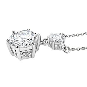 D'Joy Heart & Arrow Cut Moissanite 4.00 ctw Necklace (18 Inches) in Rhodium Over Sterling Silver