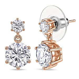 D'Joy Heart & Arrow Cut Moissanite 4.50 ctw Earrings in 18K Vermeil Rose Gold Over Sterling Silver