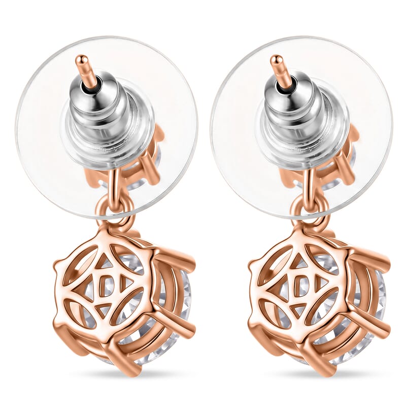 D'Joy Heart & Arrow Cut Moissanite 4.50 ctw Earrings in 18K Vermeil Rose Gold Over Sterling Silver