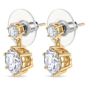 D'Joy Heart & Arrow Cut Moissanite 4.50 ctw Earrings in 18K Vermeil Yellow Gold Over Sterling Silver