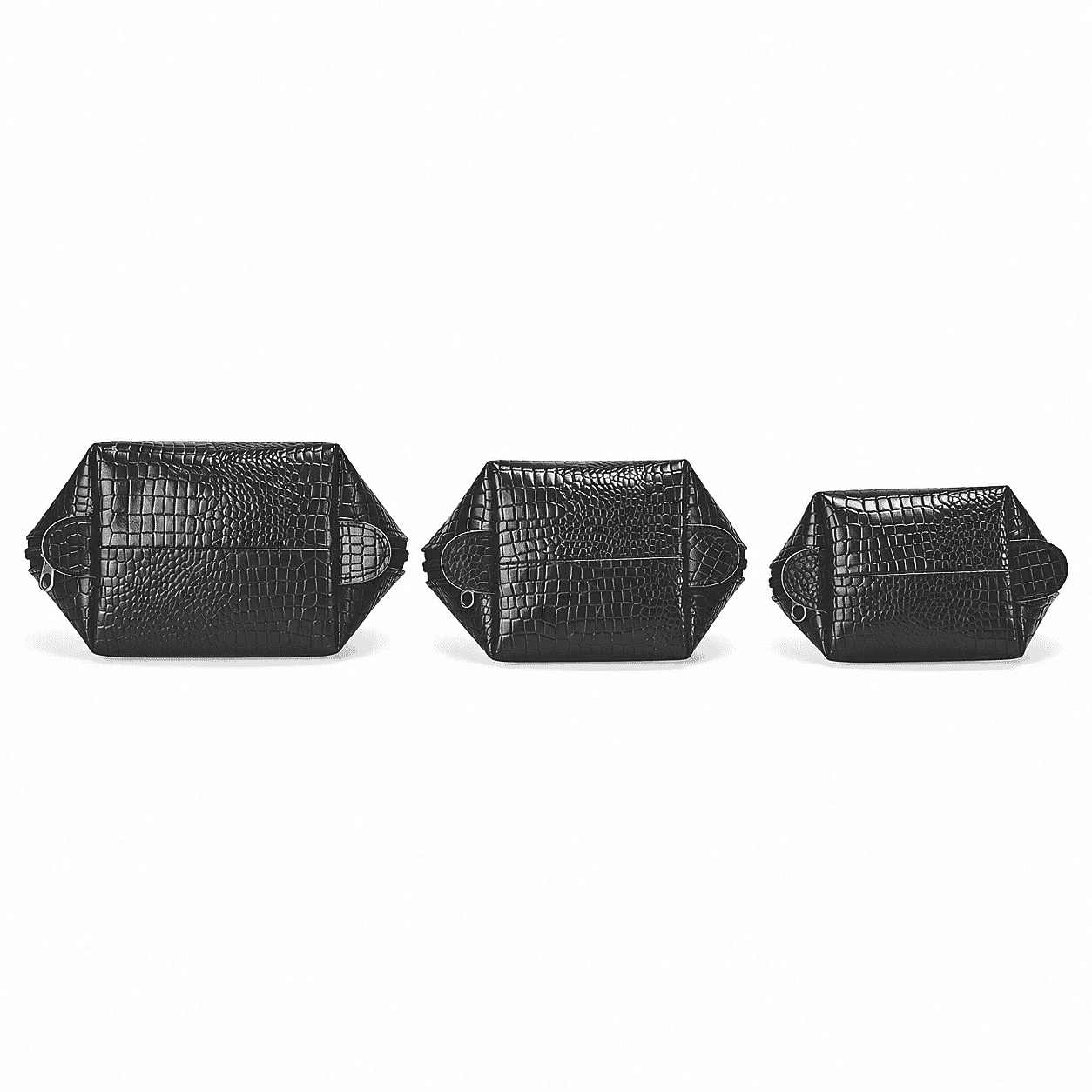 La Marey Black Genuine Leather Set of 3 Pouches