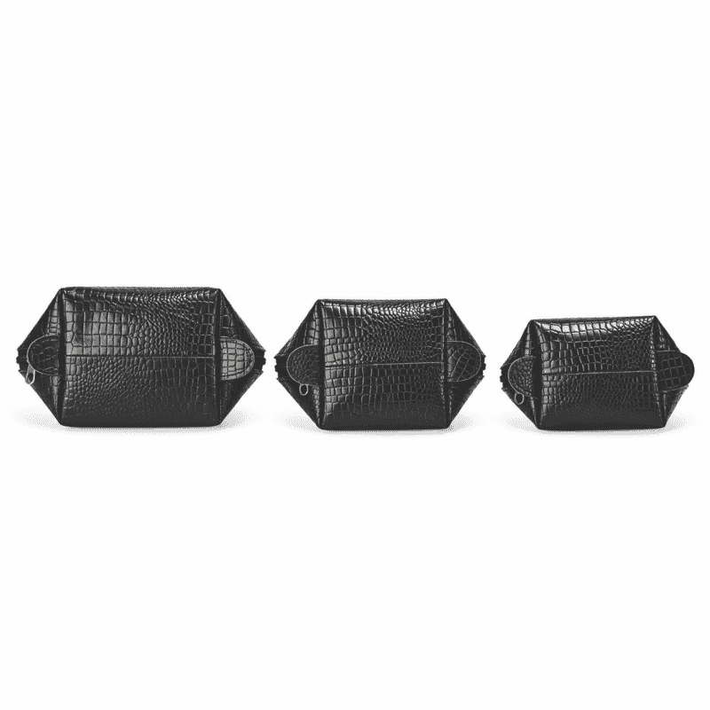 La Marey Black Genuine Leather Set of 3 Pouches