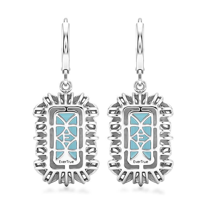 EverTrue Premium Larimar 9.65 ctw Whispering Leaf Filigree Earrings in 18K YG Plated and Platinum Bond (Ships in 10-12 Days)