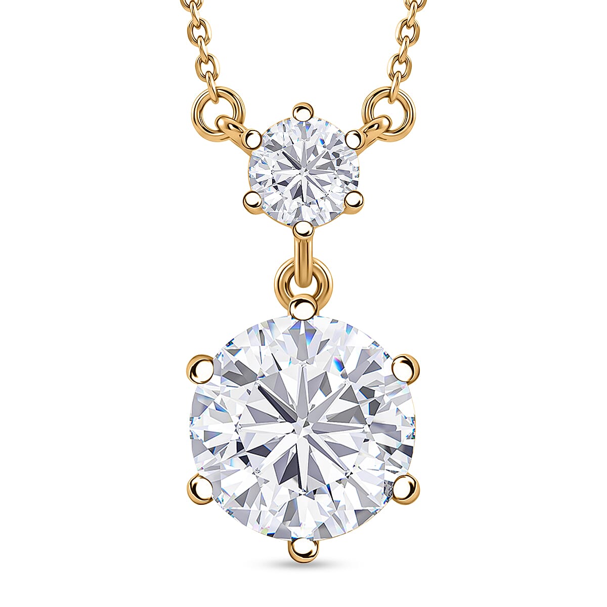 D'Joy Moissanite 3.90 ctw Necklace in 18K Vermeil Yellow Gold Over Sterling Silver 18-20 Inches
