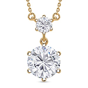 D'Joy Brilliant Cut Moissanite 4.00 ctw Necklace (18 Inches) in 18K Vermeil Yellow Gold Over Sterling Silver