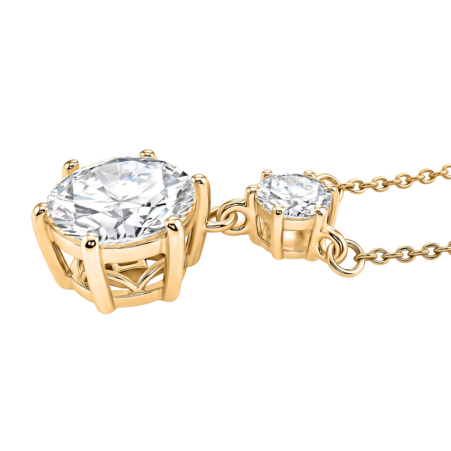 D'Joy Moissanite 3.90 ctw Necklace in 18K Vermeil Yellow Gold Over Sterling Silver 18-20 Inches