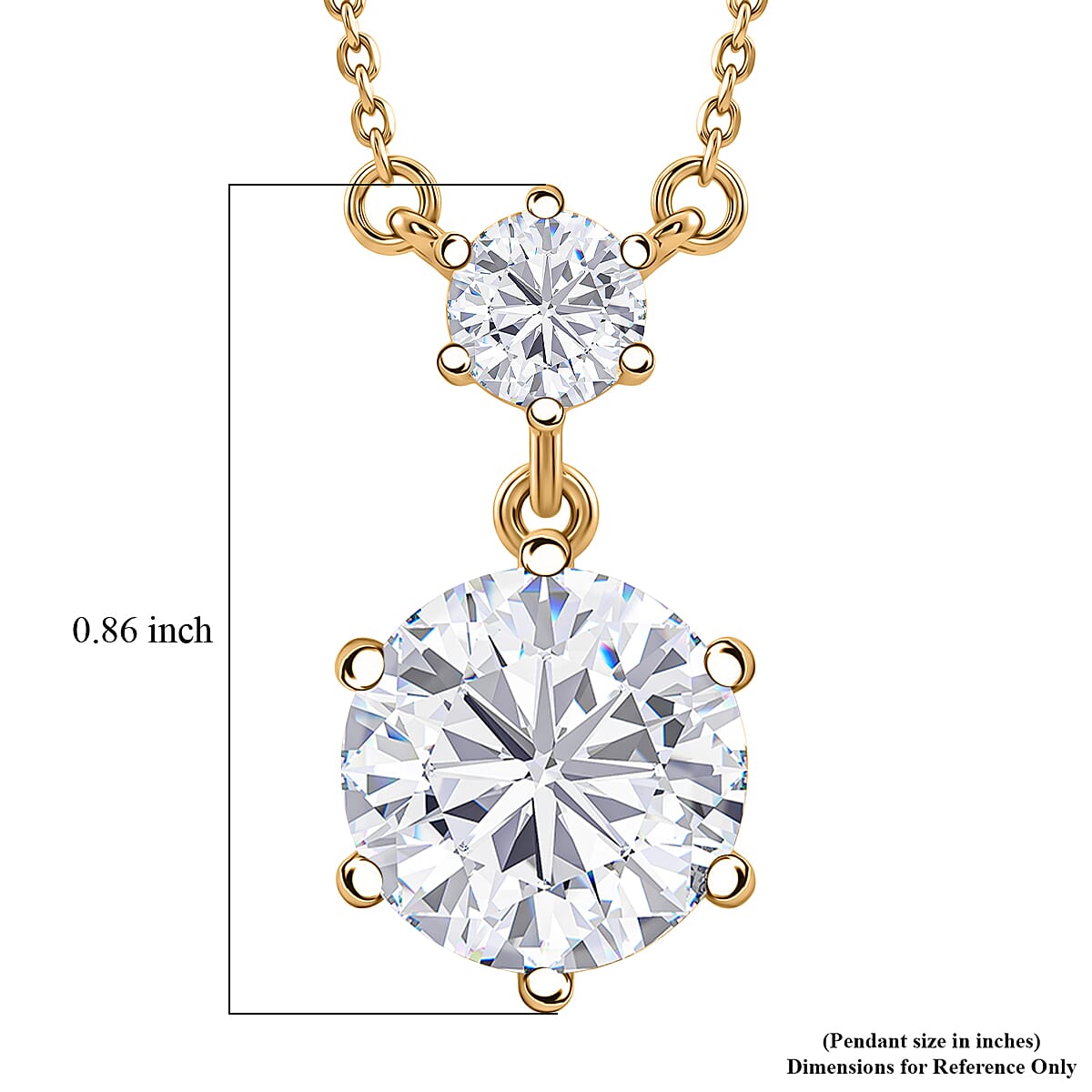 D'Joy Brilliant Cut Moissanite 4.00 ctw Necklace (18 Inches) in 18K Vermeil Yellow Gold Over Sterling Silver image number 5