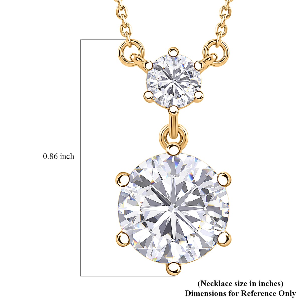 D'Joy Brilliant Cut Moissanite 4.00 ctw Necklace (18 Inches) in 18K Vermeil Yellow Gold Over Sterling Silver image number 6