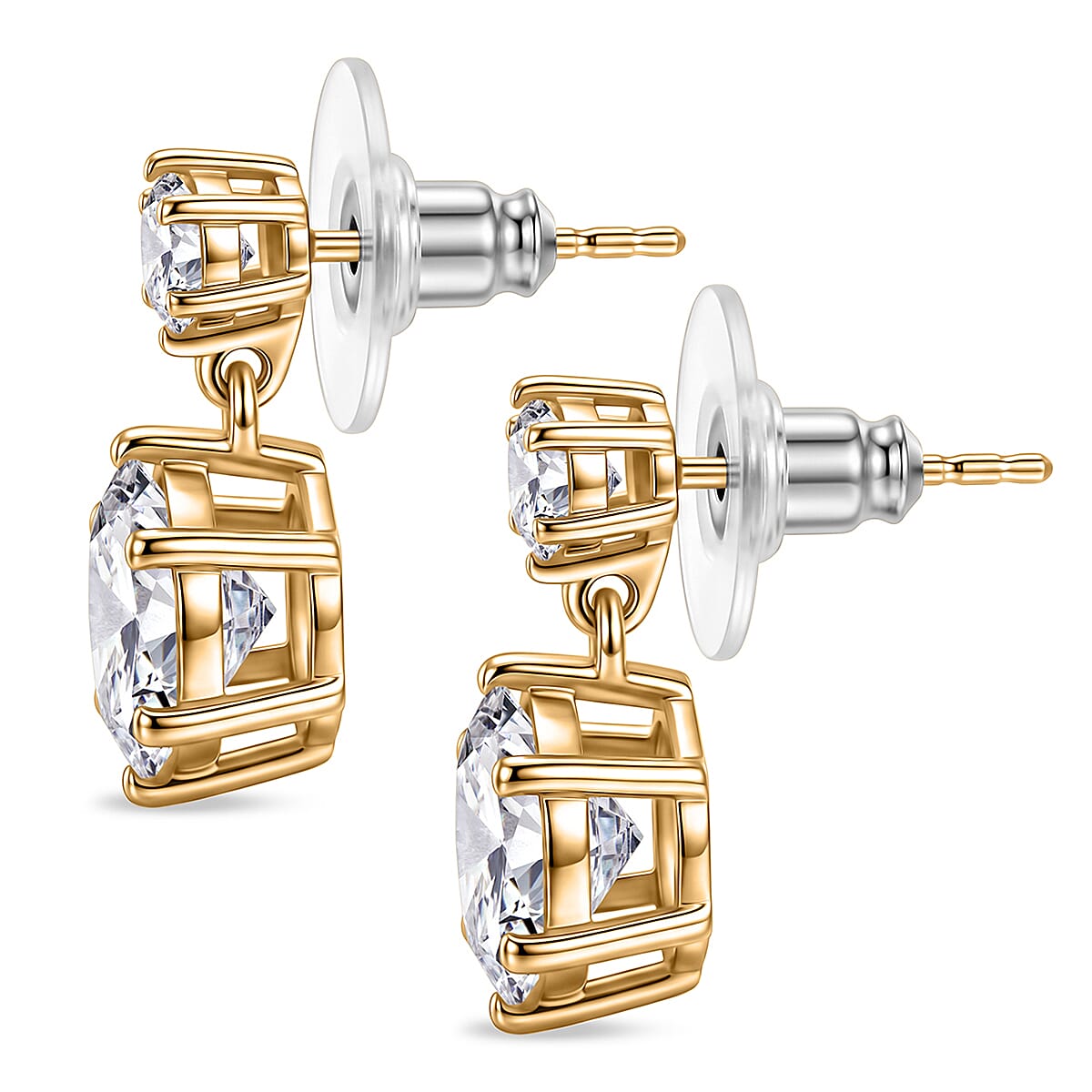 D'Joy Brilliant Cut Moissanite 4.50 ctw Earrings in 18K Vermeil Yellow Gold Over Sterling Silver