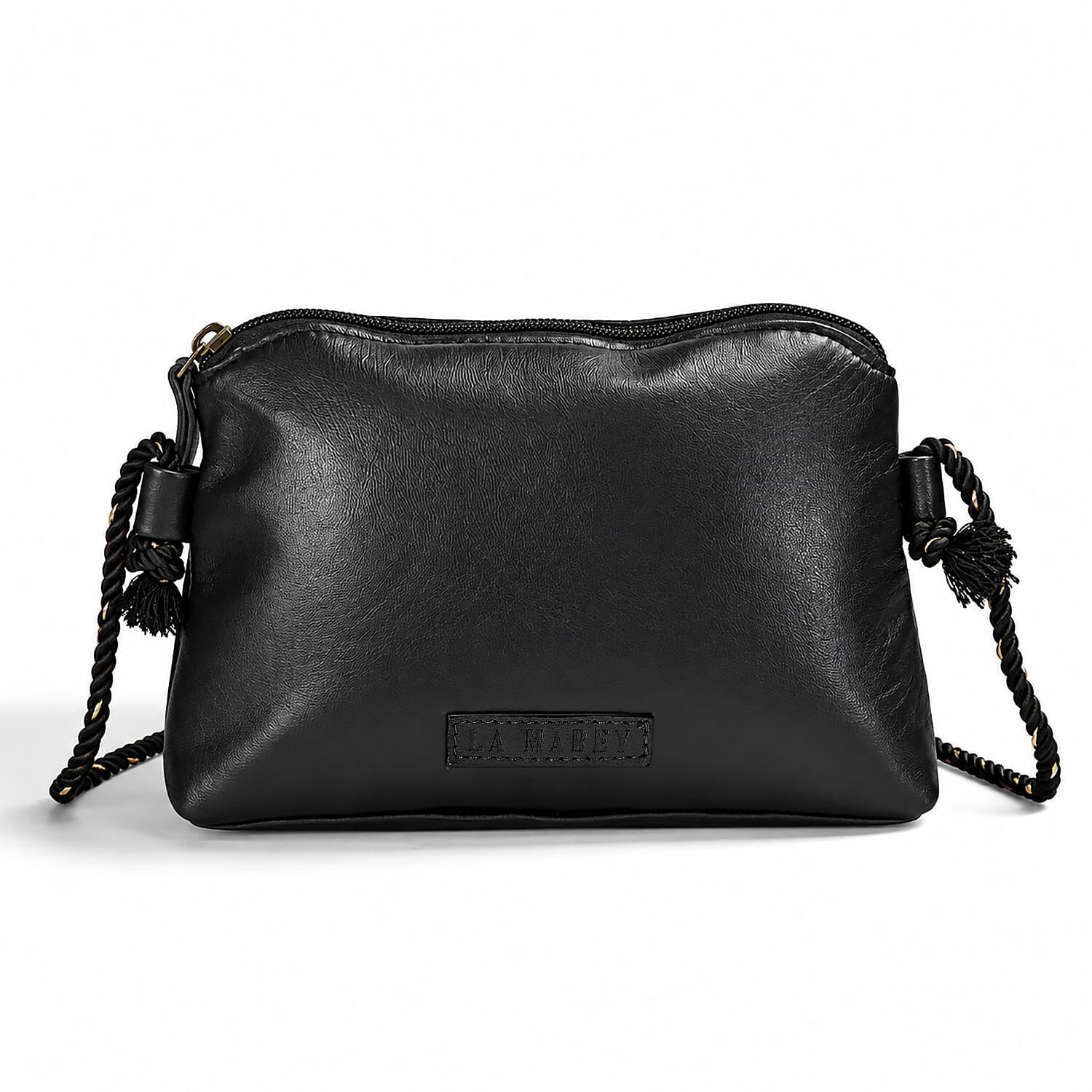 La Marey Black Genuine Leather Crossbody Bag