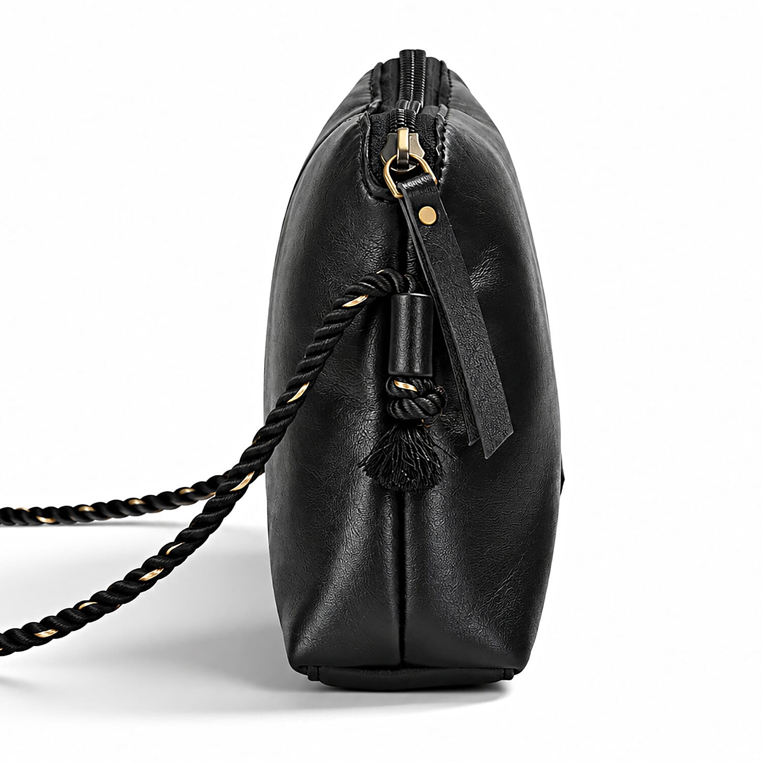 La Marey Black Genuine Leather Crossbody Bag