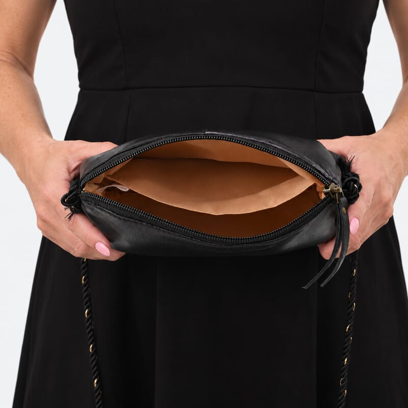 La Marey Black Genuine Leather Crossbody Bag