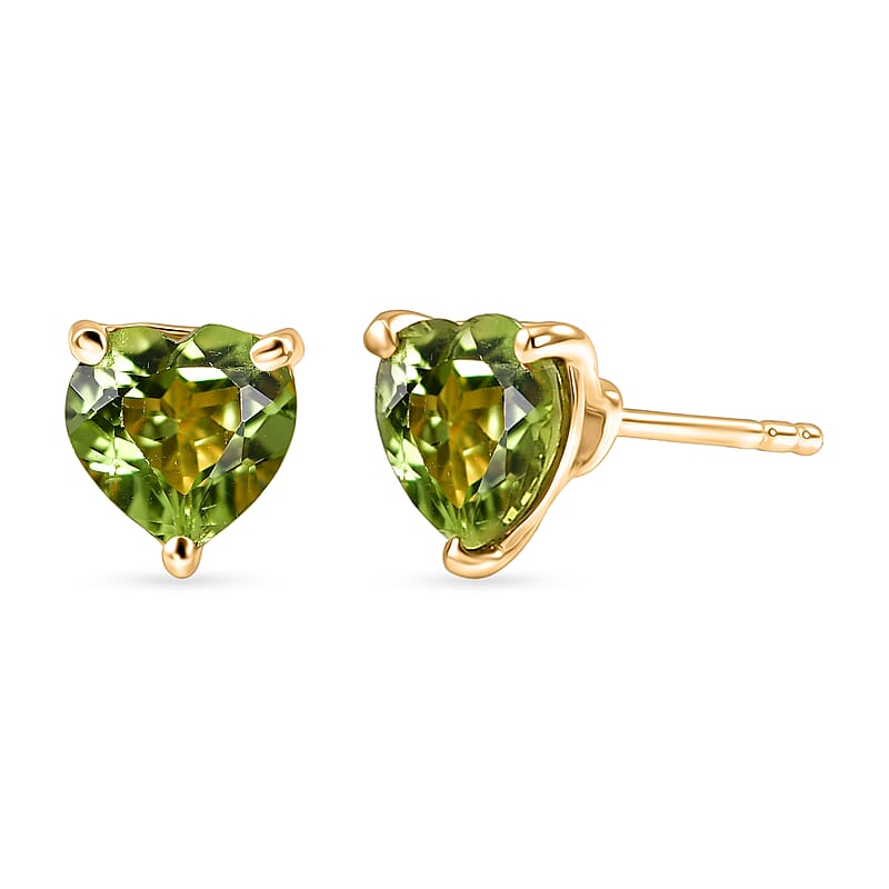 EverTrue Hebei Peridot 2.75 ctw Glow Heart Earrings in 18K YG Plated