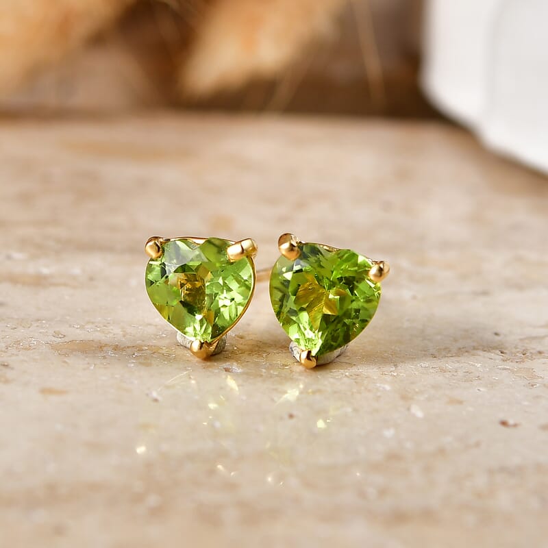 EverTrue Hebei Peridot 2.75 ctw Glow Heart Earrings in 18K YG Plated