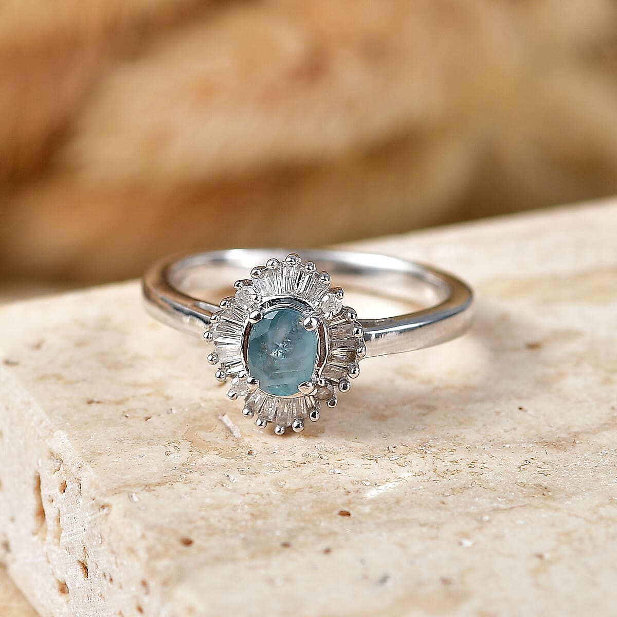 D'Joy Narsipatnam Alexandrite and Diamond 0.60 ctw Bloom Spark Ring in Rhodium Over Sterling Silver (Size 10.0) image number 1