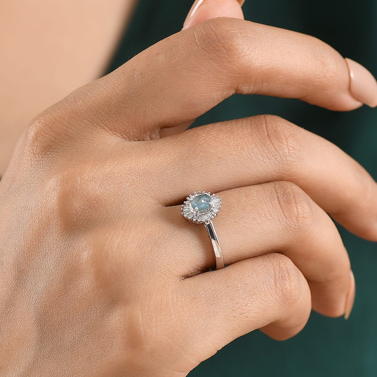 D'Joy Narsipatnam Alexandrite and Diamond 0.60 ctw Bloom Spark Ring in Rhodium Over Sterling Silver (Size 10.0) image number 2