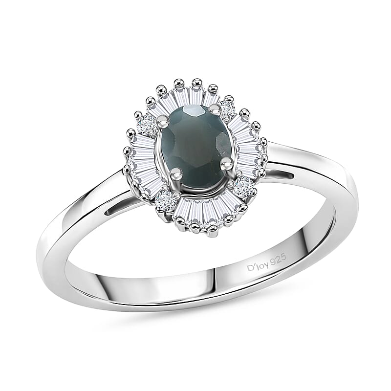 D'Joy Narsipatnam Alexandrite and Diamond 0.60 ctw Ring in Rhodium Over Sterling Silver (Size 6.0)