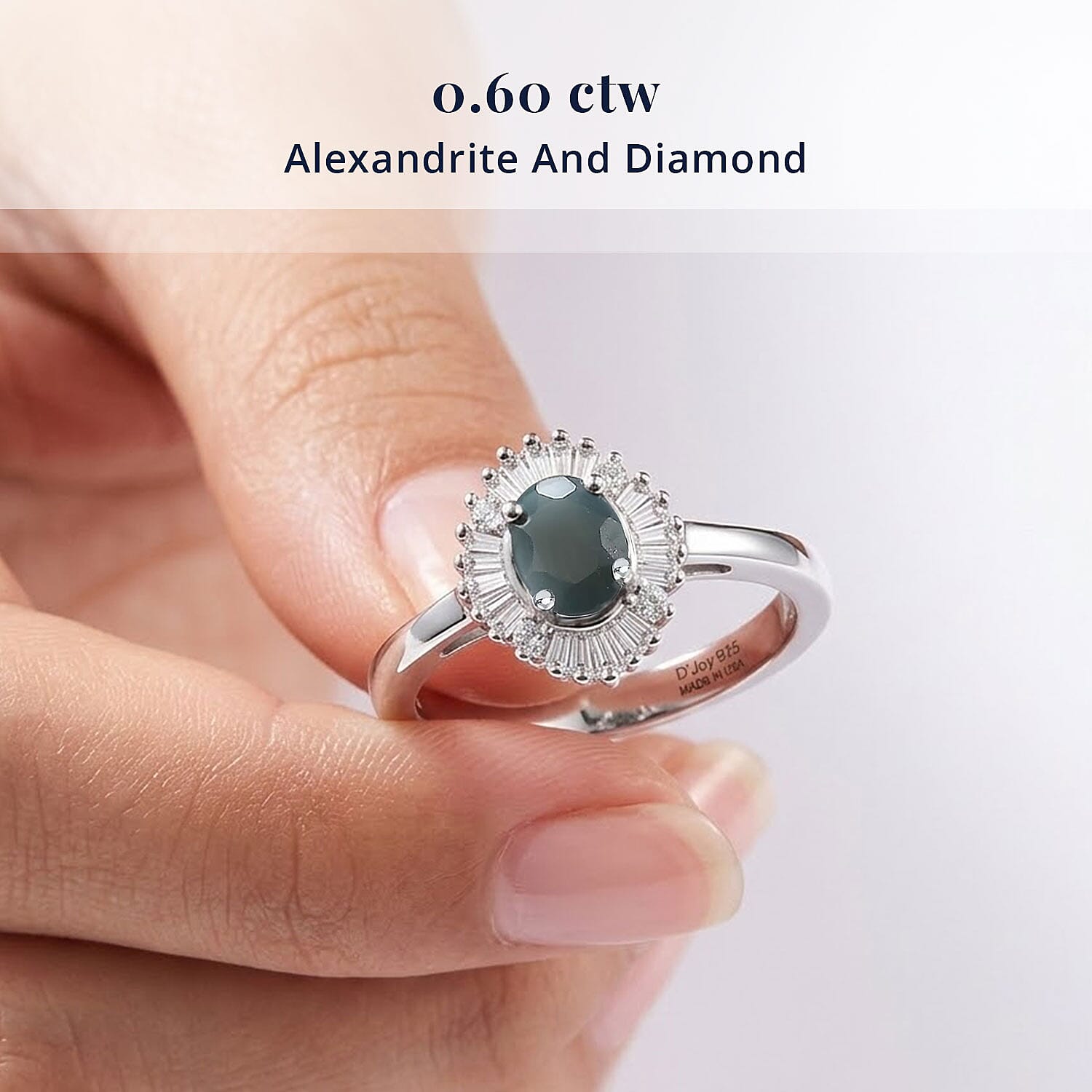 D'Joy Narsipatnam Alexandrite and Diamond 0.60 ctw Ring in Rhodium Over Sterling Silver (Size 6.0)
