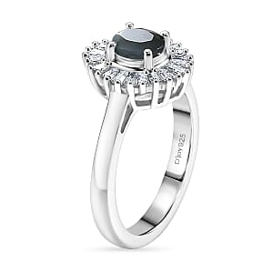 D'Joy Narsipatnam Alexandrite and Diamond 0.60 ctw Bloom Spark Ring in Rhodium Over Sterling Silver (Size 7.0)