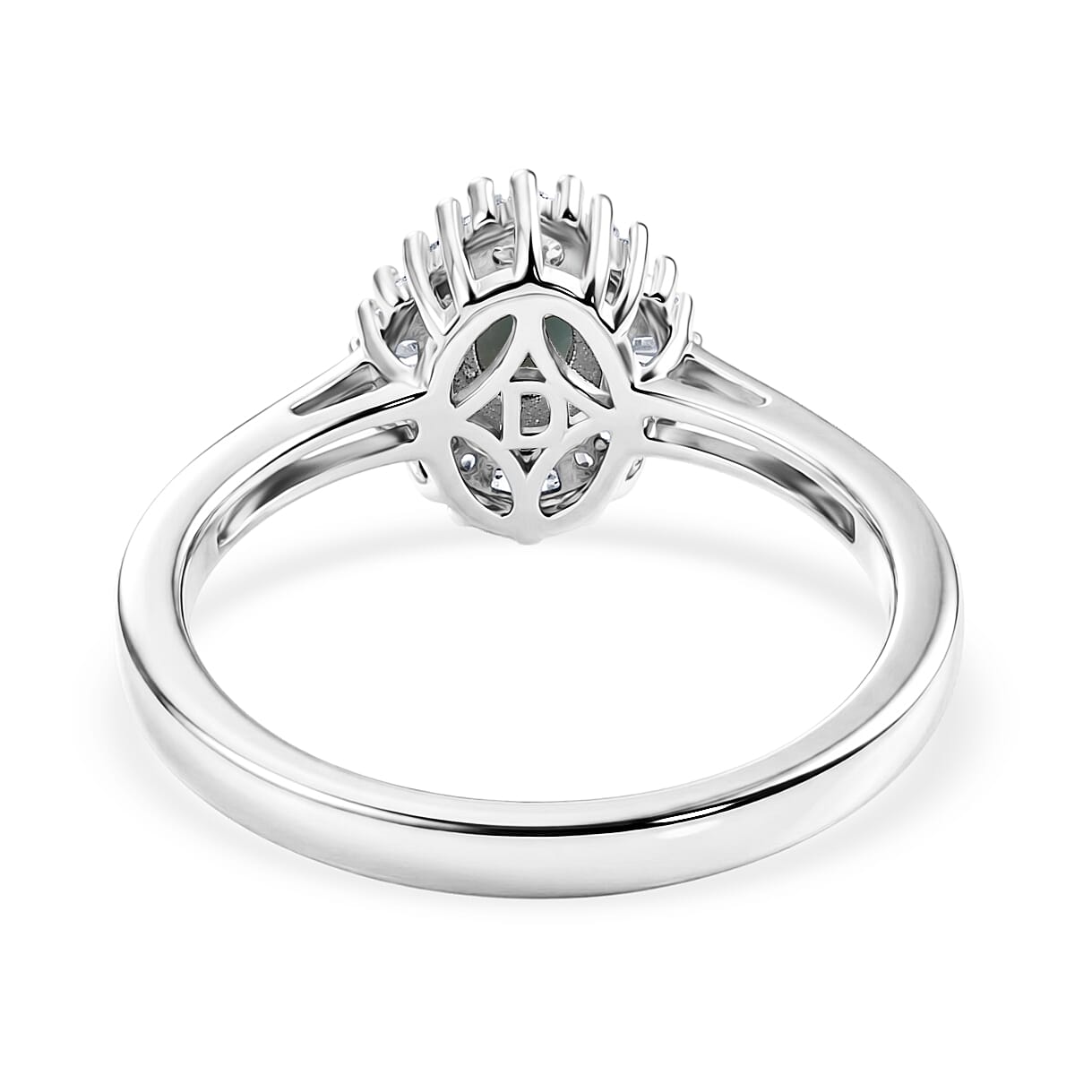 D'Joy Narsipatnam Alexandrite and Diamond 0.60 ctw Bloom Spark Ring in Rhodium Over Sterling Silver (Size 7.0) image number 4