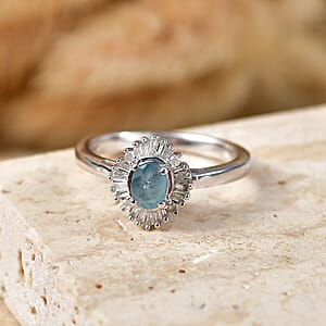 D'Joy Narsipatnam Alexandrite and Diamond 0.60 ctw Bloom Spark Ring in Rhodium Over Sterling Silver (Size 9.0)