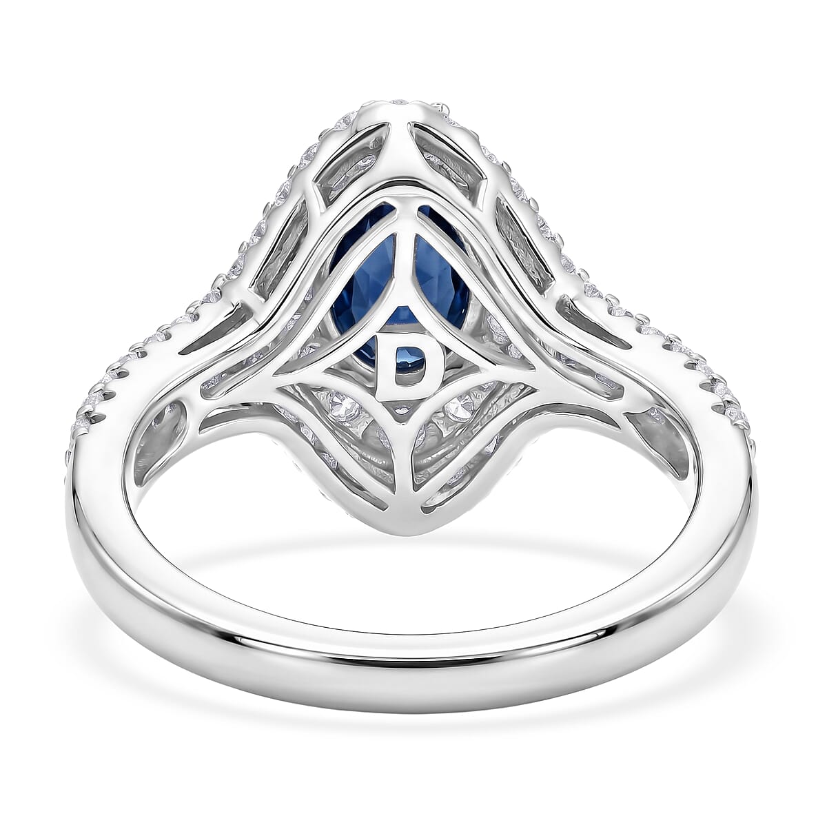 D'Joy Premium Kanchanaburi Blue Sapphire and Moissanite 2.70 ctw Ring in Rhodium Over Sterling Silver (Size  7.0) image number 4