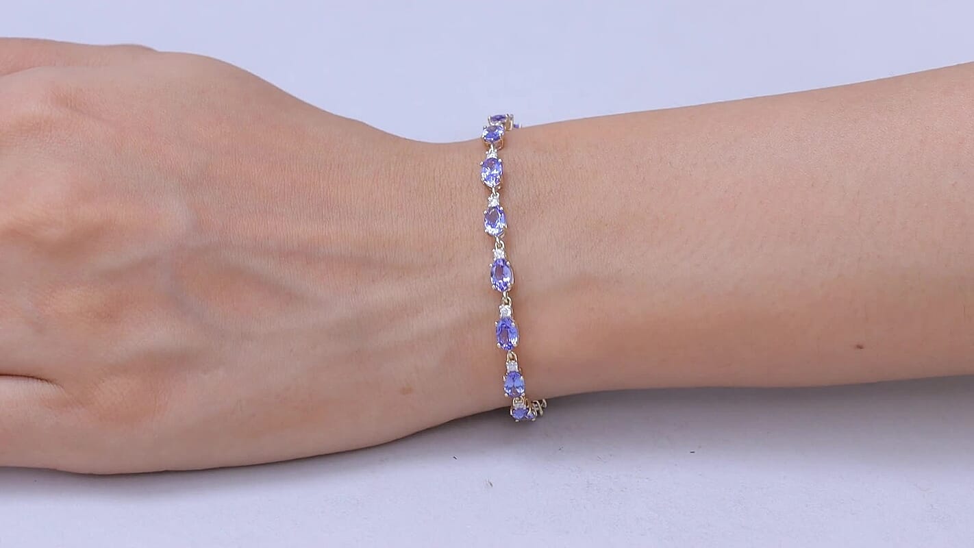 10K Yellow Gold Premium Tanzanite, Luxuriant Lab Grown Diamond (E-F, VS) (0.60 cts) Bracelet (7.25 In) 8.60 ctw