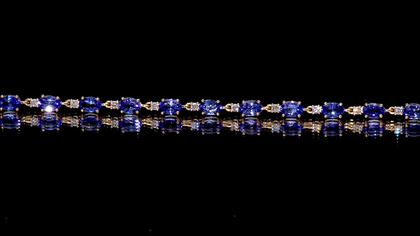 10K Yellow Gold Premium Tanzanite, Luxuriant Lab Grown Diamond (E-F, VS) (0.60 cts) Bracelet (7.25 In) 8.60 ctw