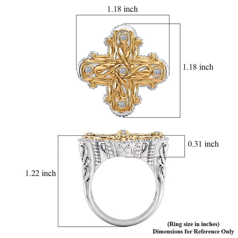 Passport to Israel Luxuriant Lab Grown Diamond G-H SI 0.15 ctw Men's Ring in 18K Vermeil Yellow Gold and Rhodium Over Sterling Silver (Size 10.0)