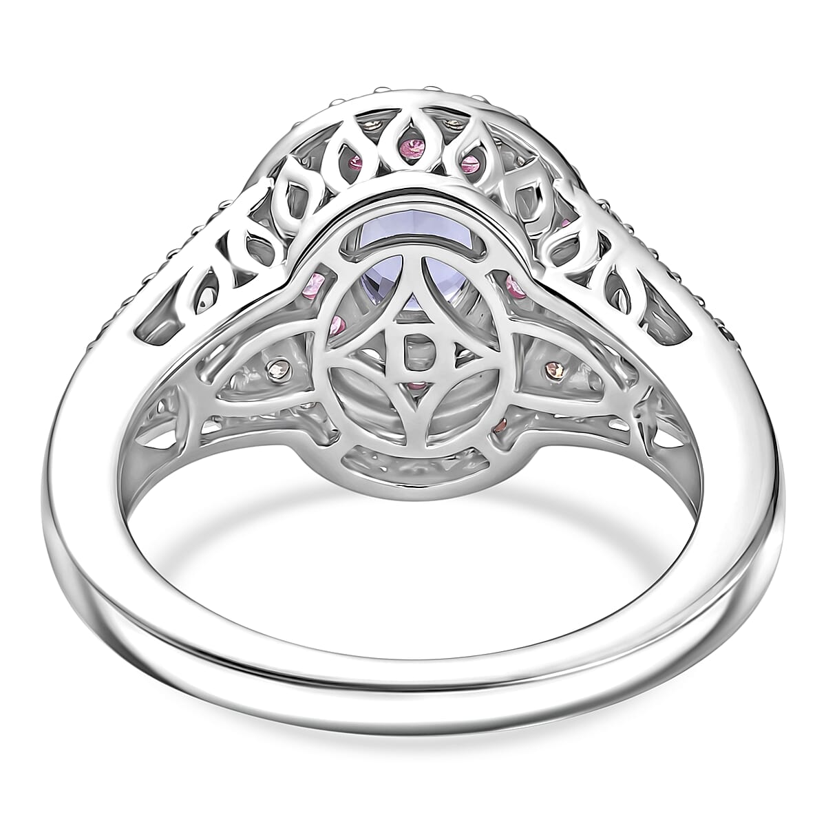 D'Joy Tanzanite and Multi Gemstone 2.00 ctw Crown Bloom Ring in Rhodium Over Sterling Silver (Size  10.0) image number 4