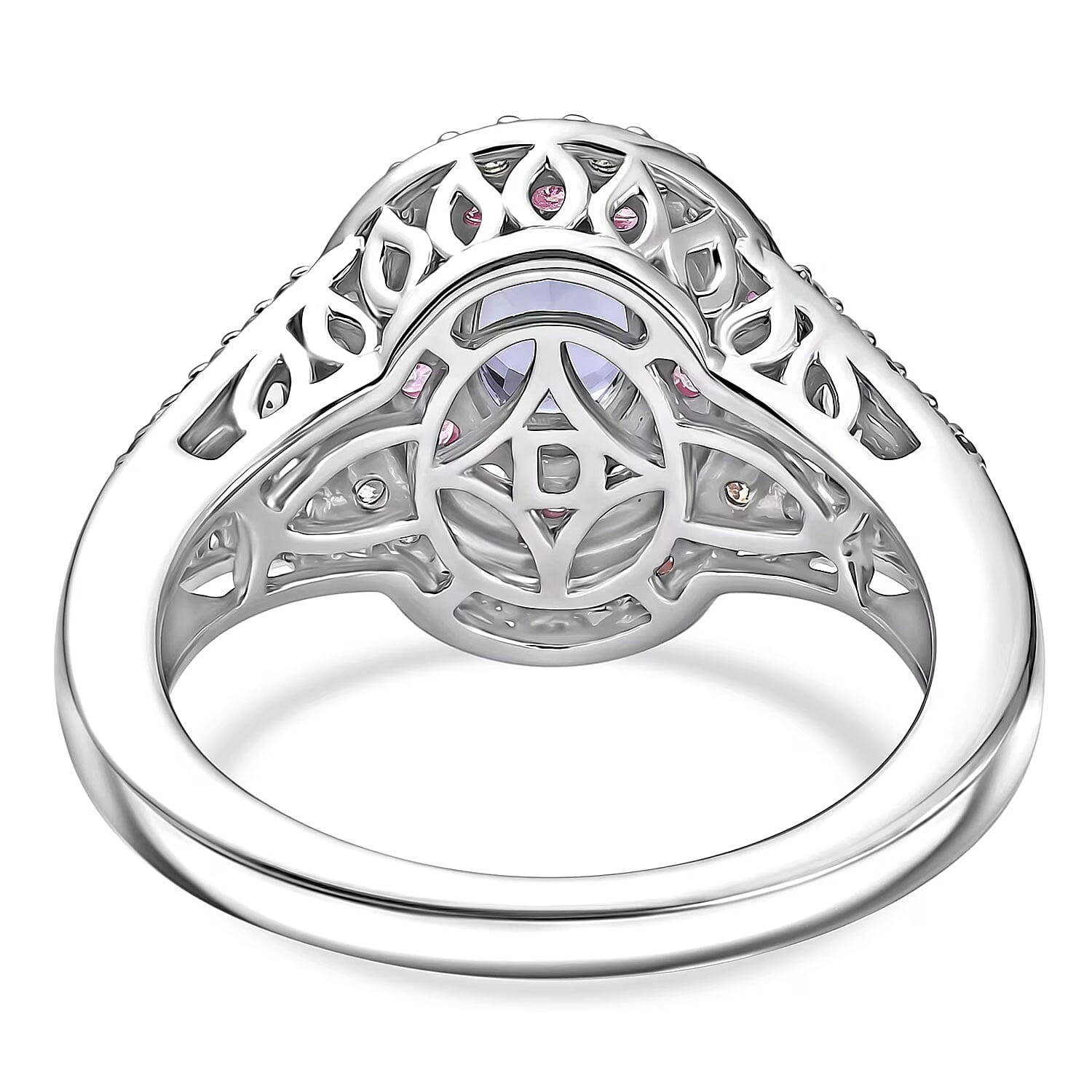 D'Joy Tanzanite and Multi Gemstone 2.00 ctw Crown Bloom Ring in Rhodium Over Sterling Silver (Size  6.0)