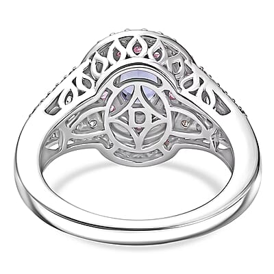 D'Joy Tanzanite and Multi Gemstone 2.00 ctw Crown Bloom Ring in Rhodium Over Sterling Silver (Size  6.0)