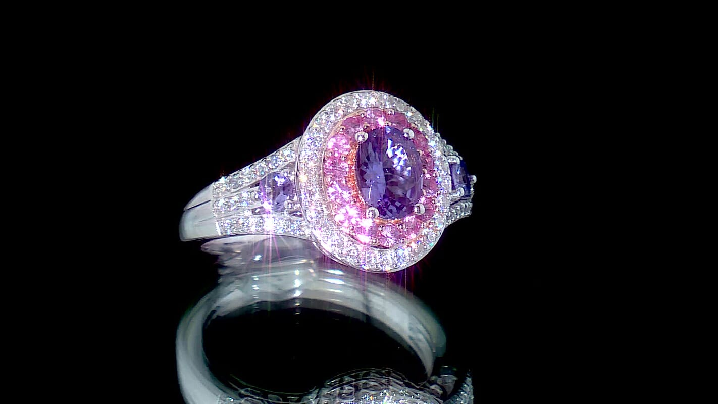 D'Joy Tanzanite, Multi Gemstone Ring in Rhodium Over Sterling Silver (Size 10.0) 2.00 ctw