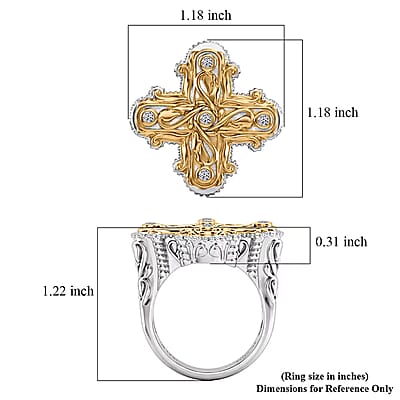 Passport to Israel Luxuriant Lab Grown Diamond G-H SI 0.15 ctw Men's Ring in 18K Vermeil Yellow Gold and Rhodium Over Sterling Silver (Size 9.0)