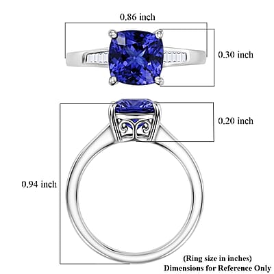 Rhapsody AAAA Tanzanite and Diamond E-F VS 2.50 ctw Twilight Cushion Ring in 950 Platinum (Size 6.0) 5.85 Grams