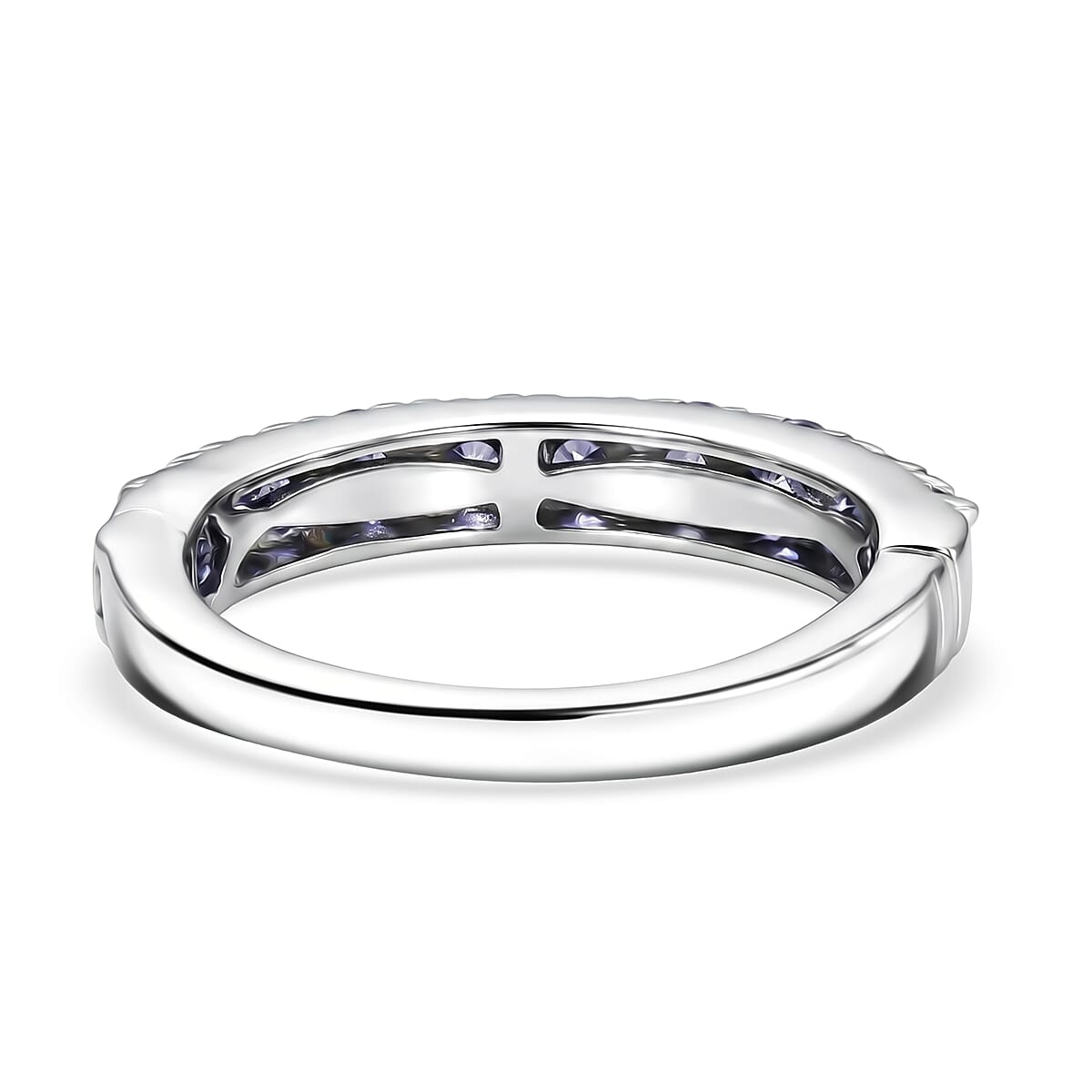 D'Joy Tanzanite 0.90 ctw Violet Line Ring in Rhodium Over Sterling Silver (Size  5.0)