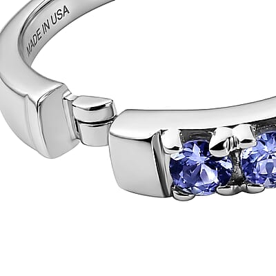 D'Joy Tanzanite 0.90 ctw Violet Line Ring in Rhodium Over Sterling Silver (Size  5.0)