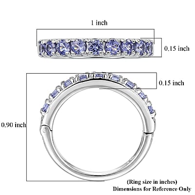 D'Joy Tanzanite 0.90 ctw Violet Line Ring in Rhodium Over Sterling Silver (Size  5.0)
