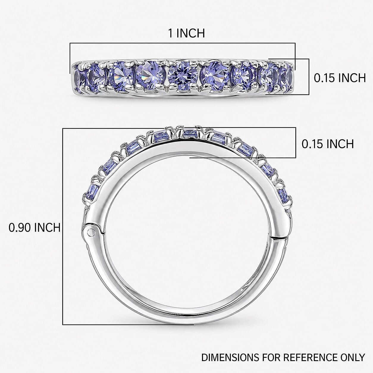 Doorbuster D'Joy Tanzanite 0.90 ctw Violet Line Ring in Rhodium Over Sterling Silver (Size  5.0)