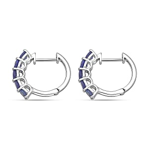 D'Joy Tanzanite 1.10 ctw Hoop Earrings in Rhodium Over Sterling Silver