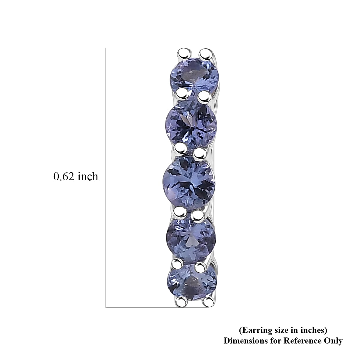 D'Joy Tanzanite 1.10 ctw Hoop Earrings in Rhodium Over Sterling Silver