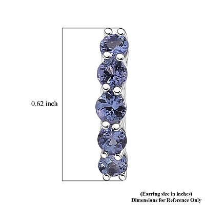 D'Joy Tanzanite 1.10 ctw Hoop Earrings in Rhodium Over Sterling Silver