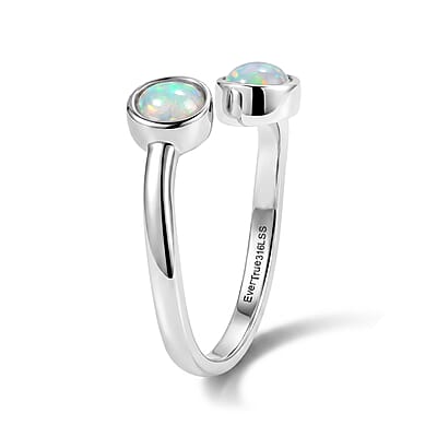 EverTrue Ethiopian Welo Opal 0.60 ctw Bypass Ring in Stainless Steel (Size 6.0)