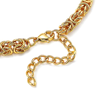 Genoa PC21S Japan Movement Watch with ION Plated YG Stainless Steel Byzantine Chain Strap (7.5-8.5 In)