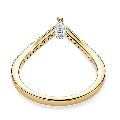 Nude Collection Luxuriant Lab Grown Diamond E-F VS 0.25 ctw Chevron Falling Star Ring in 18K Vermeil Yellow Gold Over Sterling Silver (Size 10.0)