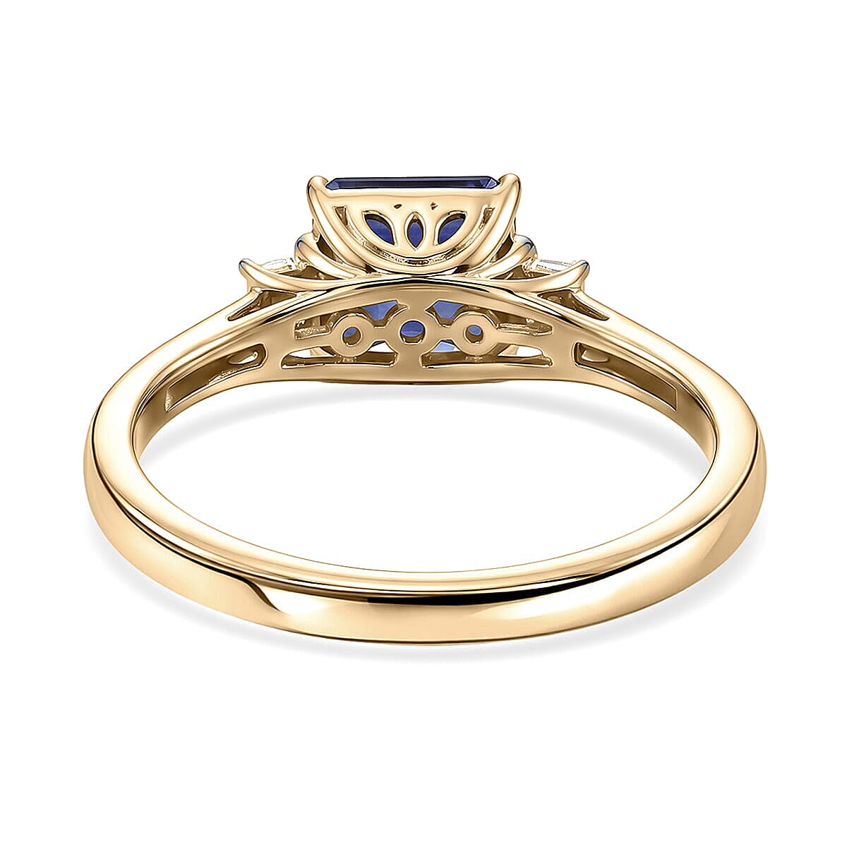 10K Yellow Gold Premium Tanzanite, Lab Grown Diamond (E-F, VS) (0.18 cts) Ring (Size 5.0) 1.80 ctw
