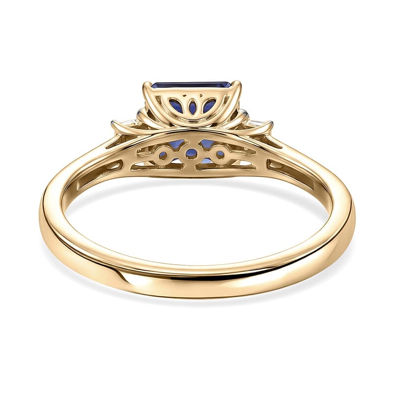 Premium Tanzanite and Luxuriant Lab Grown Diamond E-F VS 1.80 ctw Royal Blue Ring in 10K Yellow Gold (Size  5.0)