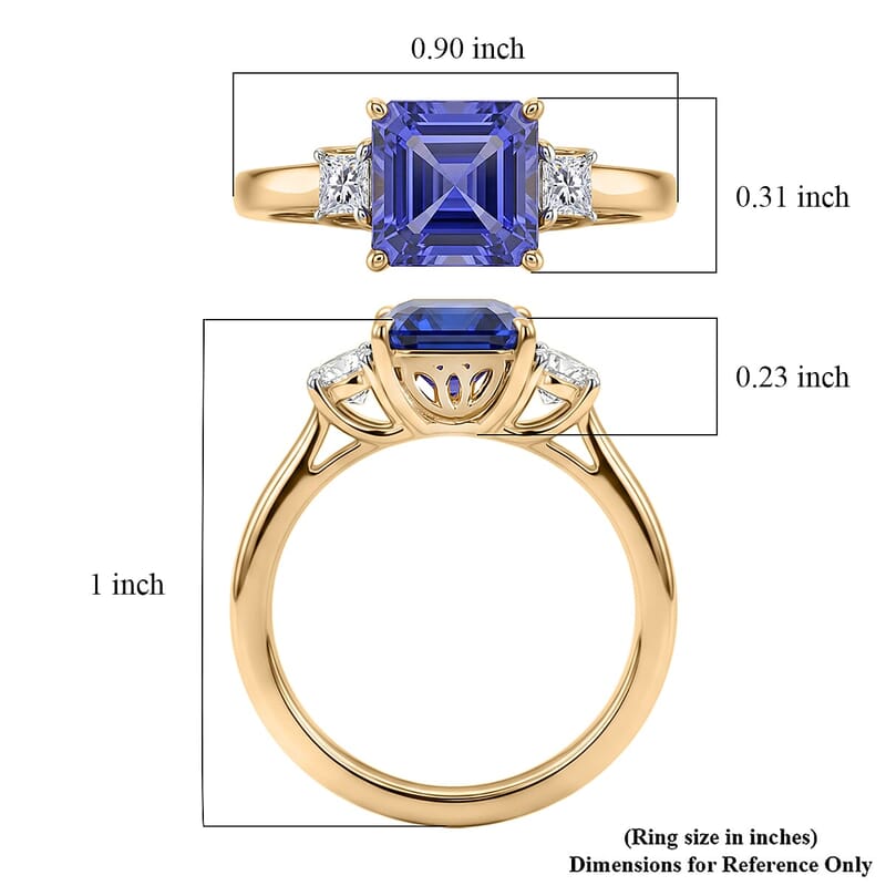 Premium Tanzanite and Luxuriant Lab Grown Diamond E-F VS 1.80 ctw Royal Blue Ring in 10K Yellow Gold (Size  5.0)