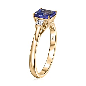 Premium Tanzanite and Luxuriant Lab Grown Diamond E-F VS 1.80 ctw Royal Blue Ring in 10K Yellow Gold (Size  7.0)